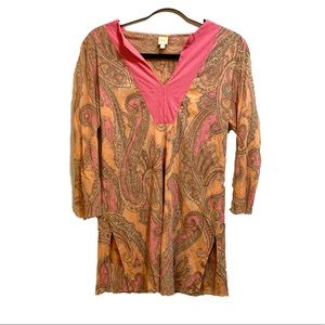 Sweet Pea Paisley Tunic Blouse M Anthropologie